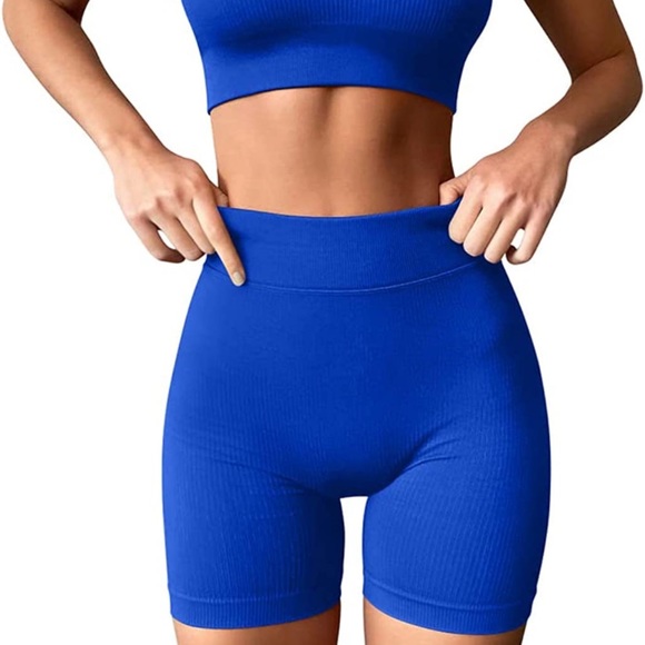 Blue Ribbed 2 Piece Workout Set - Picture 3 of 8